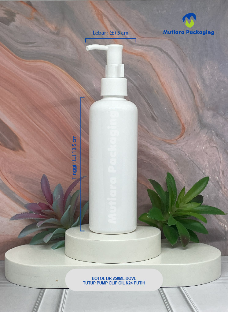 BOTOL BR 250ML DOVE TUTUP PUMP CLIP OIL N24 PUTIH