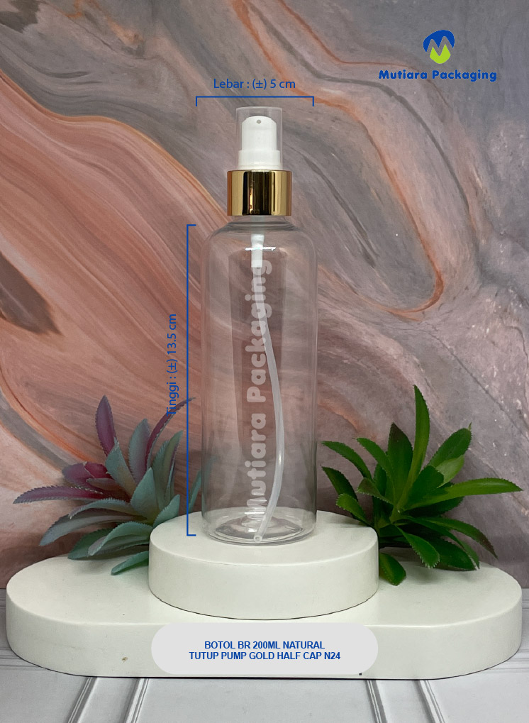 BOTOL BR 250ML NATURAL TUTUP PUMP GOLD HALF CAP N24