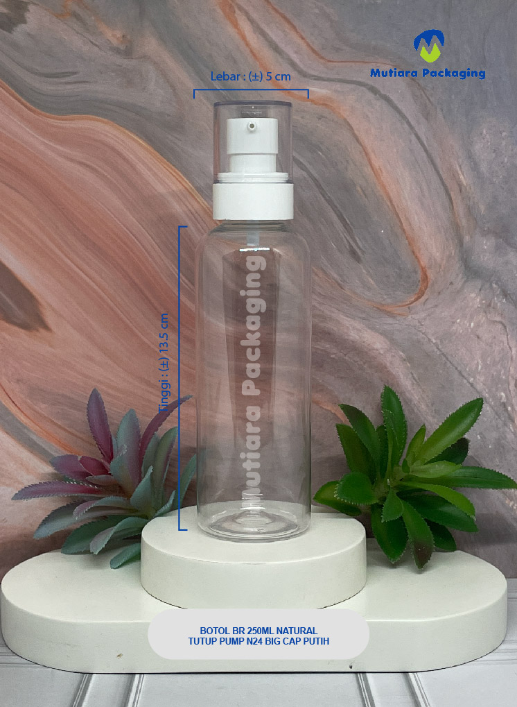 BOTOL BR 250ML NATURAL TUTUP PUMP N24 BIG CAP PUTIH