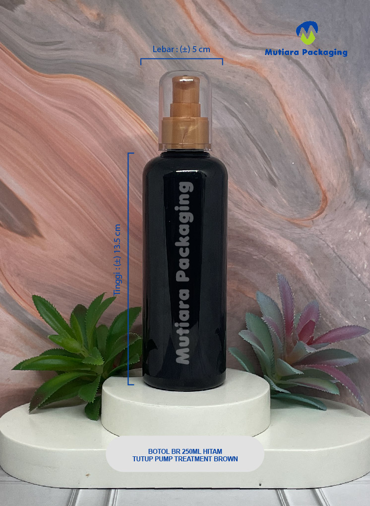 BOTOL BR 250ML HITAM TUTUP PUMP TREATMENT BROWN