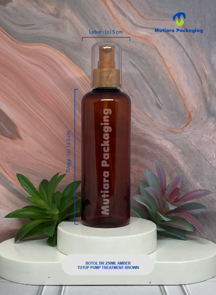 BOTOL BR 250ML AMBER TUTUP PUMP TREATMENT BROWN