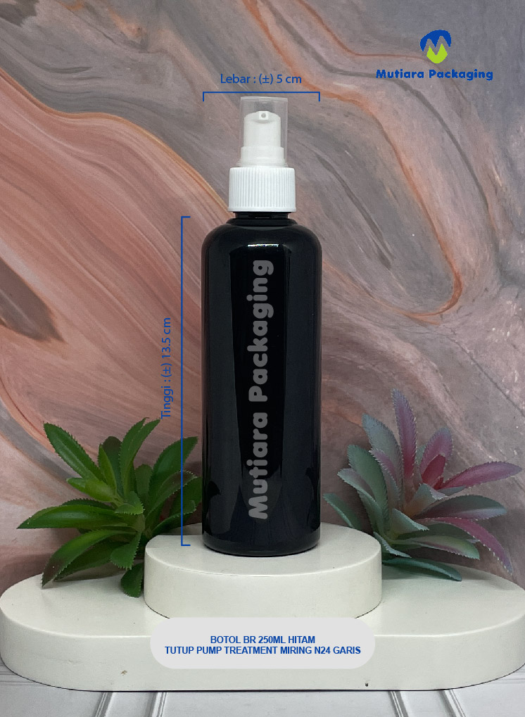 BOTOL BR 250ML HITAM TUTUP PUMP TREATMENT MIRING N24 GARIS