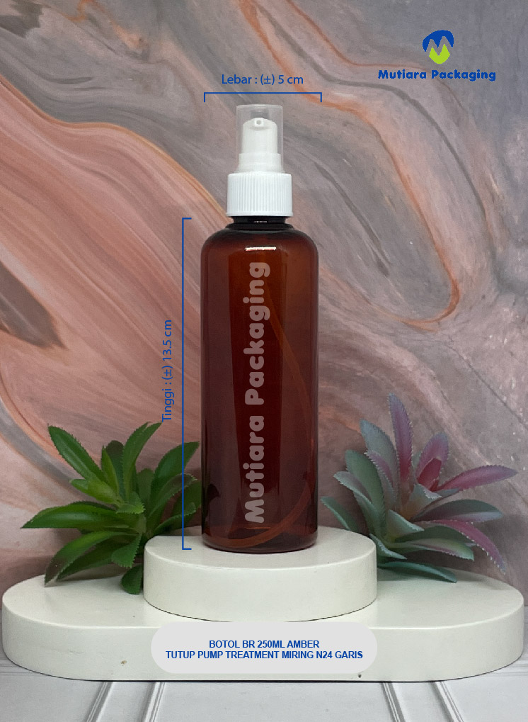 BOTOL BR 250ML AMBER TUTUP PUMP TREATMENT MIRING N24 GARIS