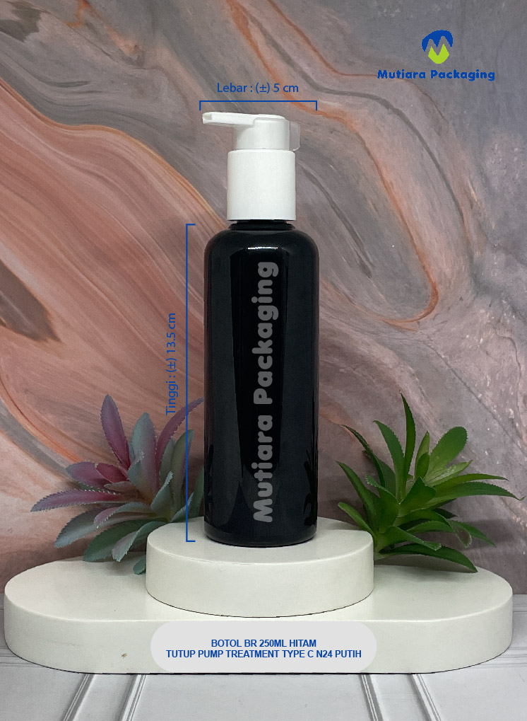 BOTOL BR 250ML HITAM TUTUP PUMP TREATMENT TYPE C N24 PUTIH
