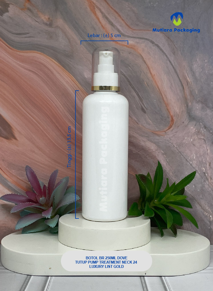 BOTOL BR 250ML DOVE TUTUP PUMP TREATMENT NECK 24 LUXURY LIST GOLD