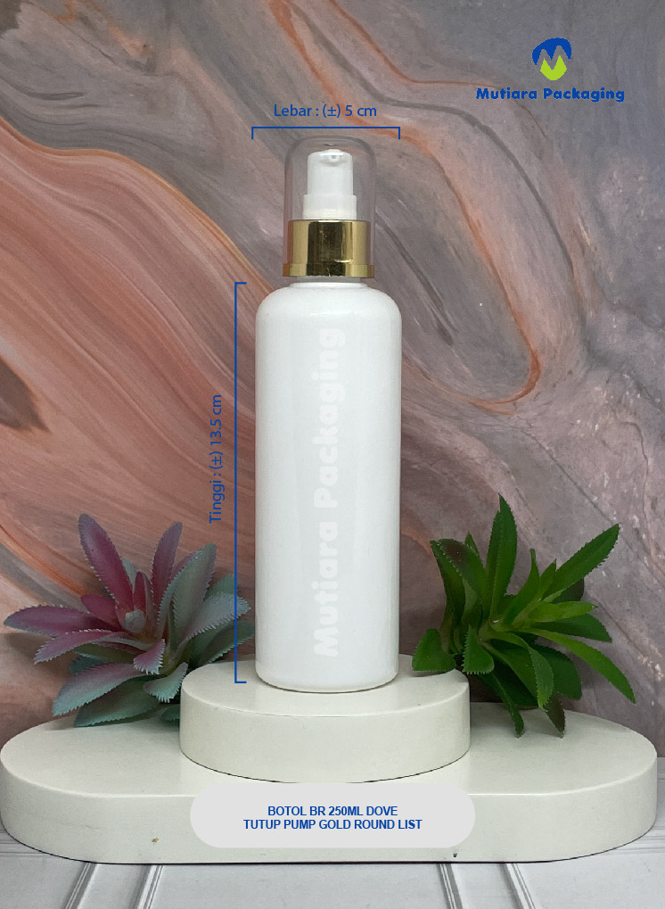 BOTOL BR 250ML DOVE TUTUP PUMP GOLD ROUND LIST