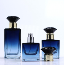 PARFUME BOTTLE CUSTOM - GRADASI BLUE CAP BLACK ROUND GOLD