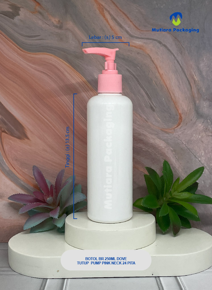 BOTOL BR 250ML DOVE TUTUP PUMP PINK NECK 24 PITA