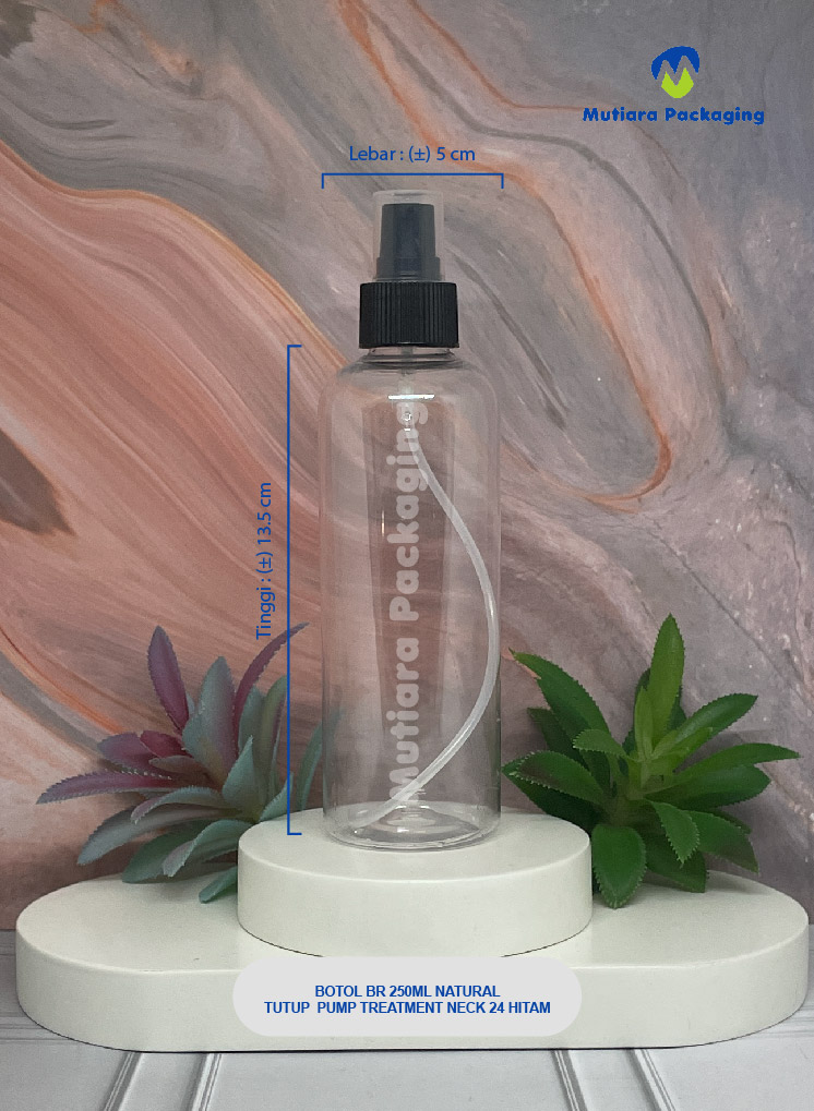 BOTOL BR 250ML NATURAL TUTUP TREATMENT  PUMP NECK 24 HITAM