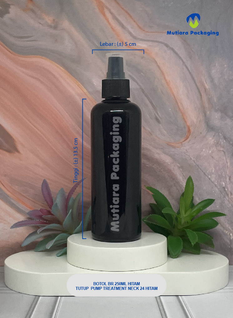 BOTOL BR 250ML HITAM TUTUP TREATMENT  PUMP NECK 24 HITAM