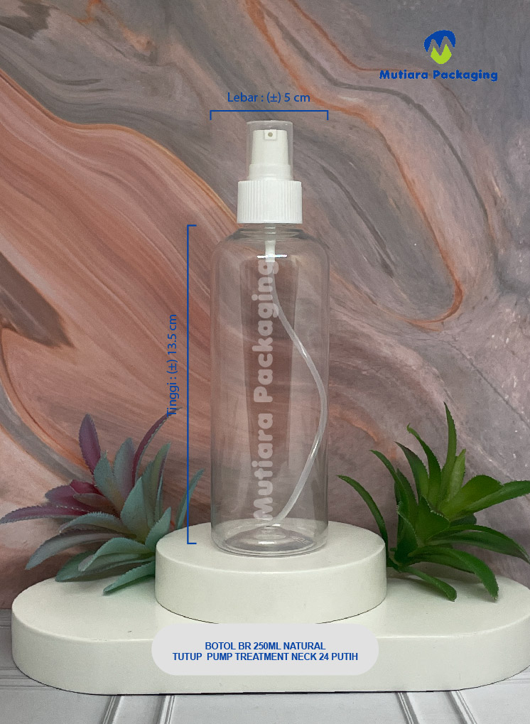 BOTOL BR 250ML NATURAL TUTUP PUMP TREATMENT  NECK 24 PUTIH