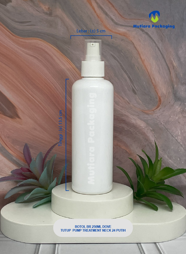BOTOL BR 250ML DOVE TUTUP PUMP TREATMENT  NECK 24 PUTIH