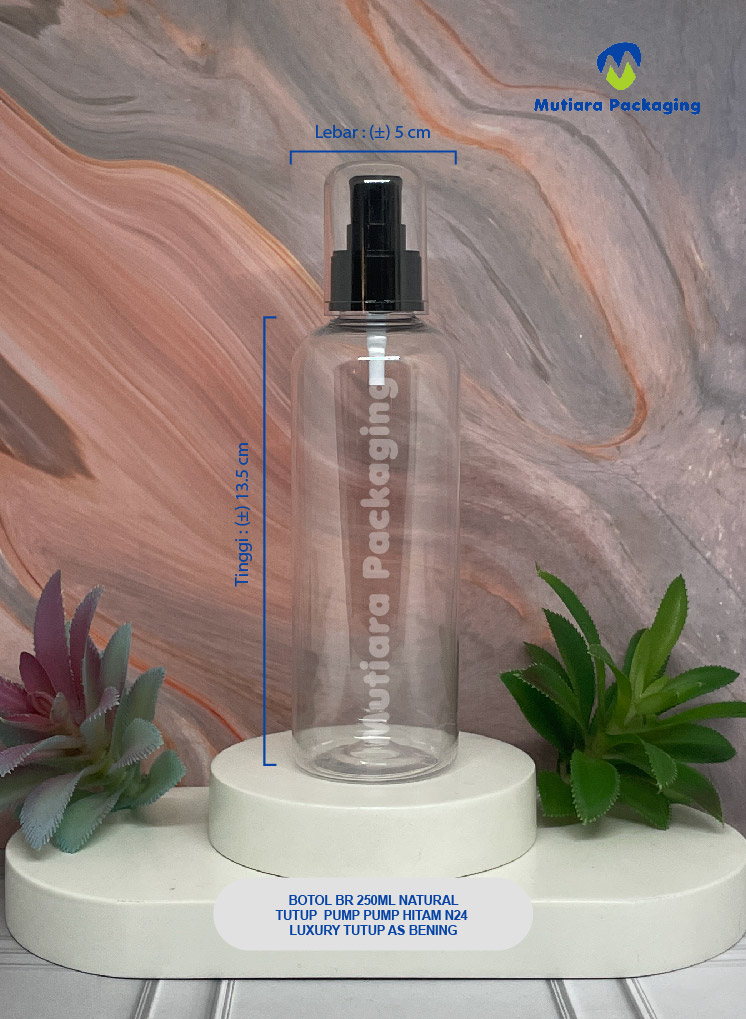 BOTOL BR 250ML NATURAL TUTUP PUMP PUMP  HITAM N24 LUXURY TUTUP AS BENING