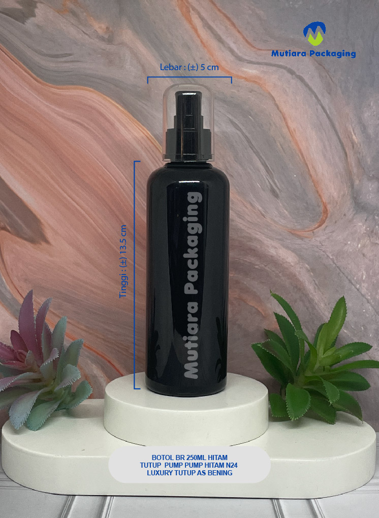 BOTOL BR 250ML HITAM TUTUP PUMP PUMP  HITAM N24 LUXURY TUTUP AS BENING