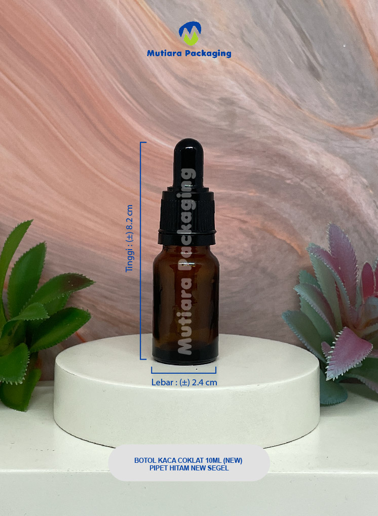 BOTOL KACA COKLAT 10ML (NEW) PIPET HITAM NEW SEGEL