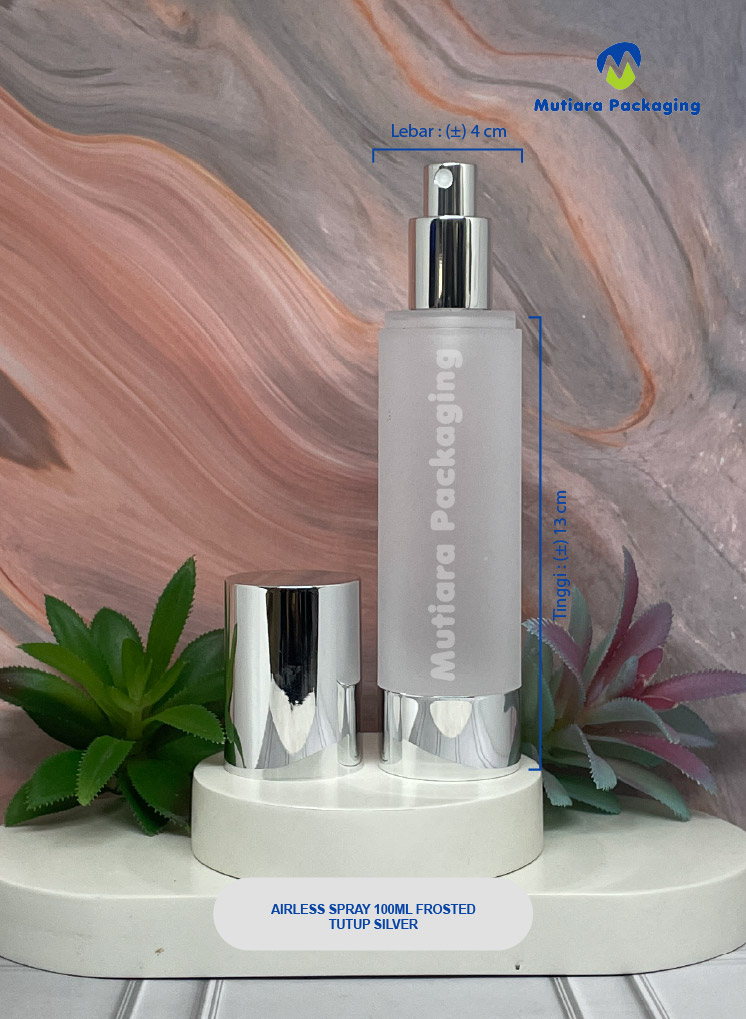 Botol Airless 100ml Tutup Spray Silver