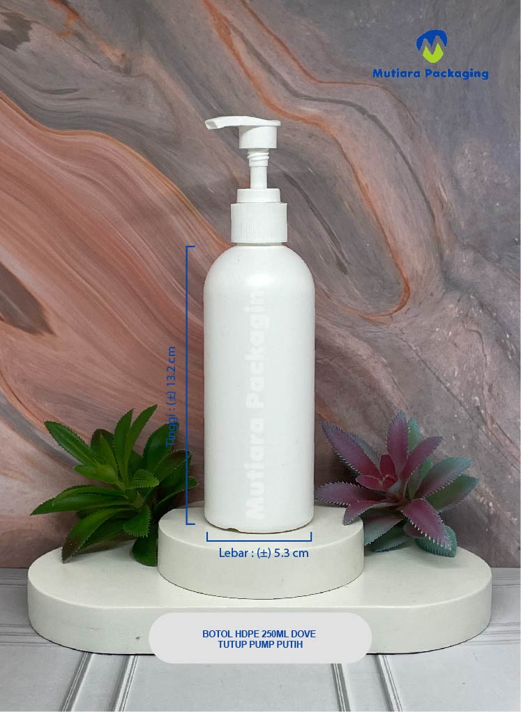 BOTOL HDPE 250ML DOVE TUTUP PUMP PUTIH