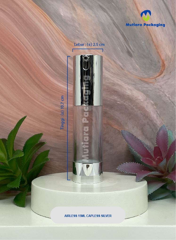 AIRLESS 15ML CAPLESS SILVER