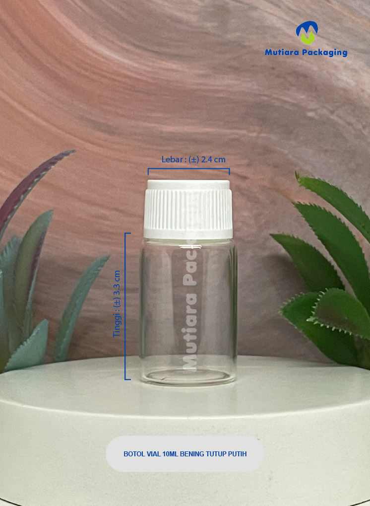 BOTOL VIAL 10ML BENING TUTUP PUTIH