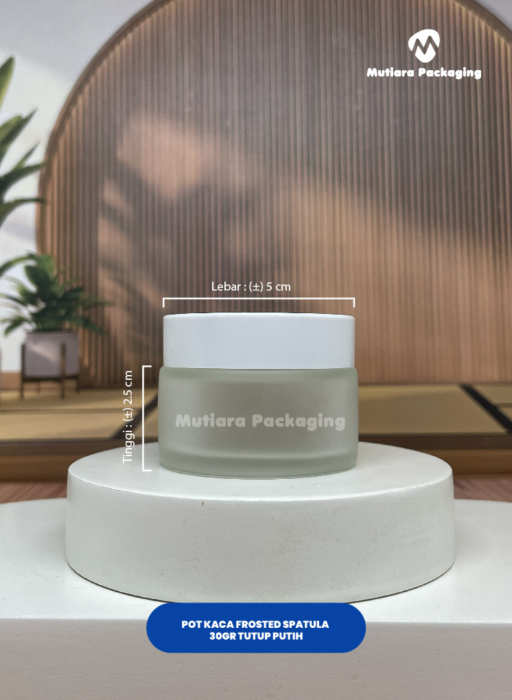 Pot Kaca Frosted Spatula 30gr Tutup Putih