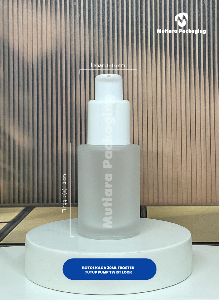 BOTOL KACA 30ML FROSTED TUTUP PUMP TWIST LOCK