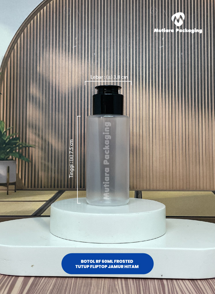 BOTOL RF 60ML FROSTED   TUTUP FLIPTOP JAMUR HITAM