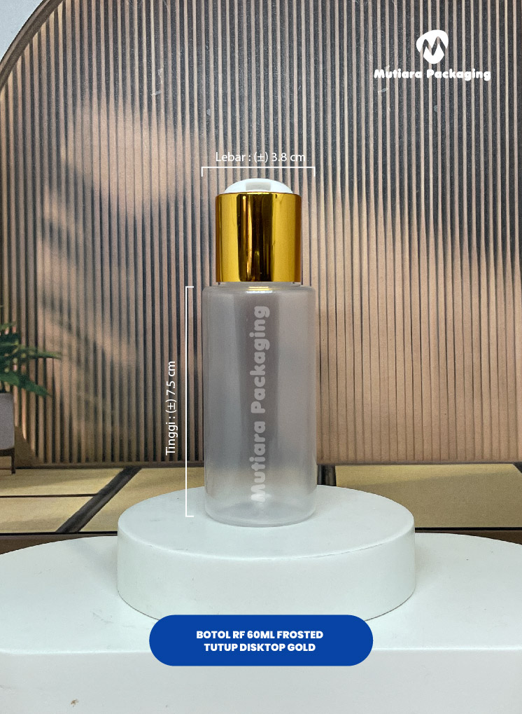 BOTOL RF 60ML FROSTED TUTUP DISKTOP GOLD