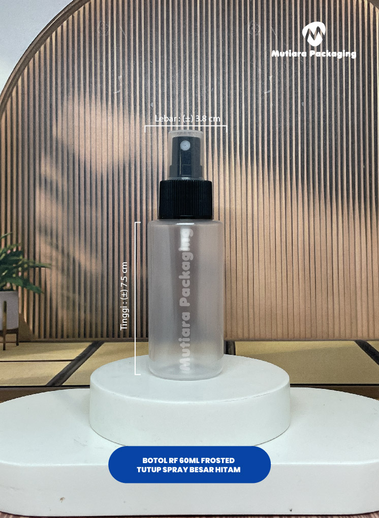 BOTOL RF 60ML FROSTED   TUTUP SPRAY BESAR HITAM