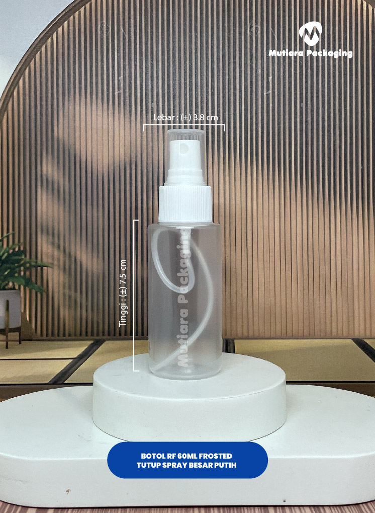 BOTOL RF 60ML FROSTED  TUTUP SPRAY BESAR PUTIH