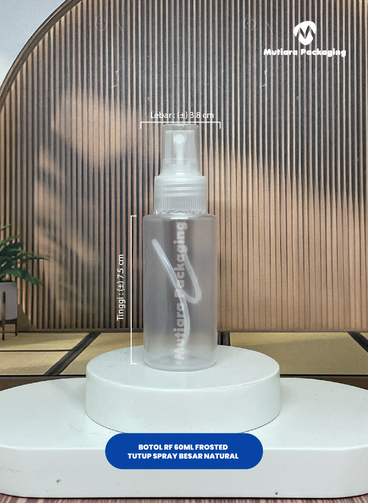 BOTOL RF 60ML FROSTED  TUTUP SPRAY BESAR NATURAL