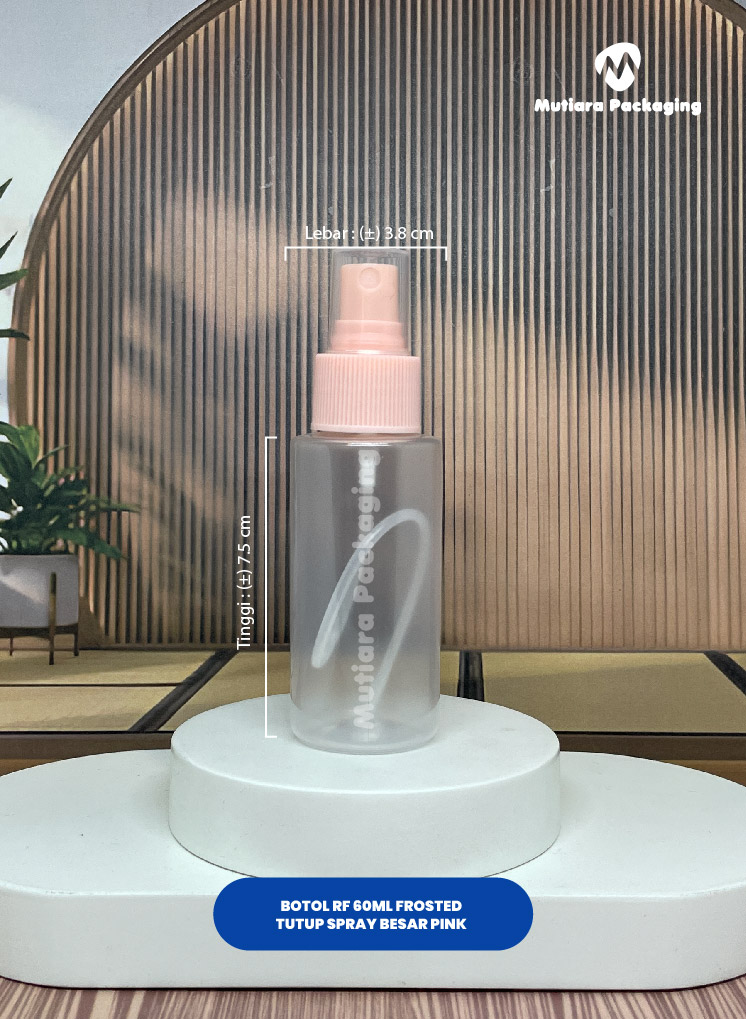 BOTOL RF 60ML FROSTED  TUTUP SPRAY PINK