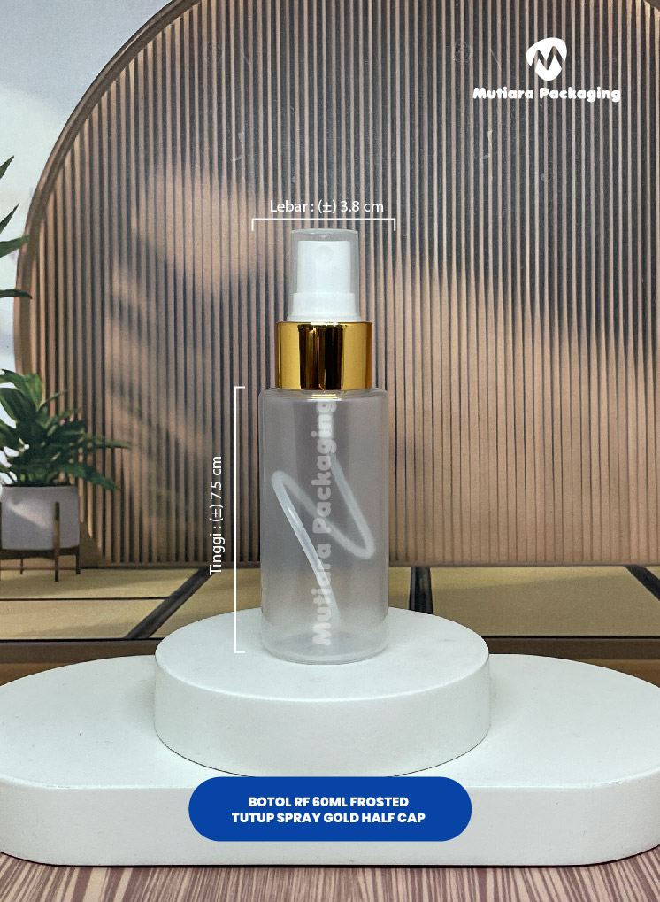 BOTOL RF 60ML FROSTED  TUTUP SPRAY GOLD HALF CAP