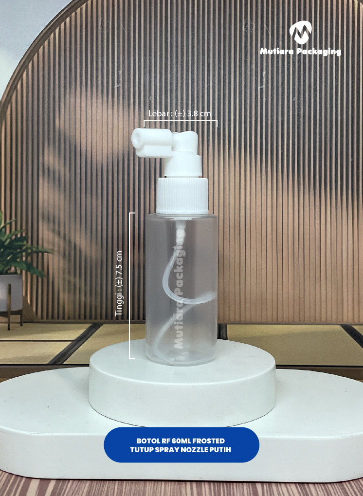 BOTOL RF 60ML FROSTED  TUTUP SPRAY NOZZLE PUTIH