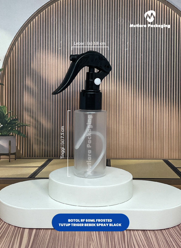 BOTOL RF 60ML FROSTED  TUTUP TRIGER BEBEK SPRAY BLACK 