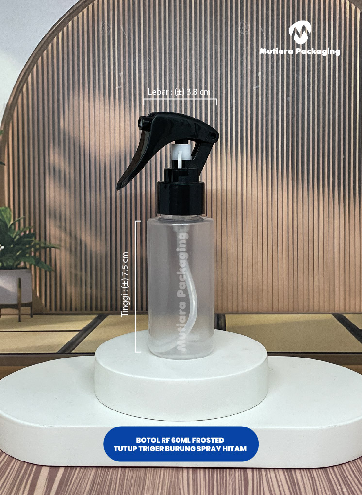 BOTOL RF 60ML FROSTED   TUTUP TRIGER BURUNG SPRAY BLACK