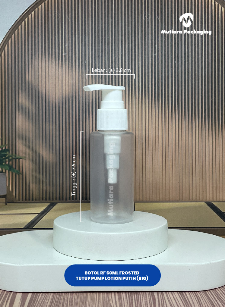 BOTOL RF 60ML FROSTED  TUTUP PUMP LOTION PUTIH (BIG)
