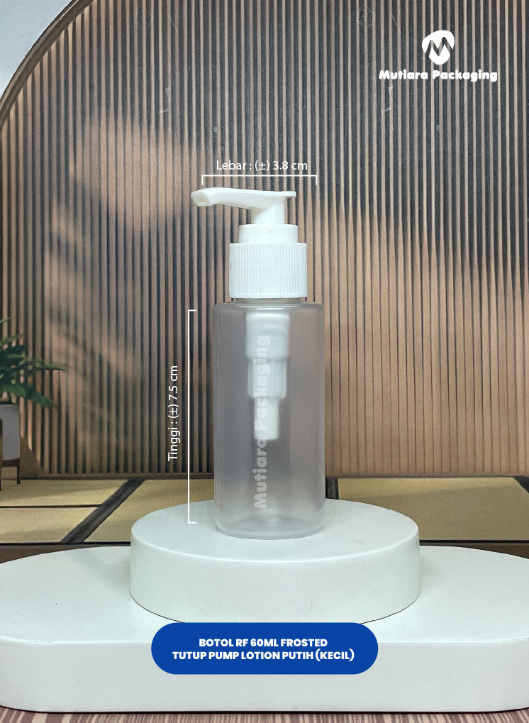 BOTOL RF 60ML FROSTED  TUTUP PUMP LOTION PUTIH (KECIL)