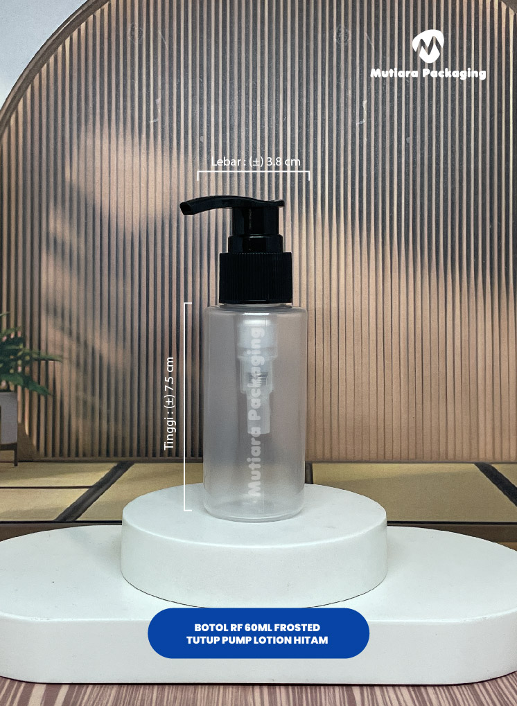 BOTOL RF 60ML FROSTED TUTUP PUMP LOTION HITAM