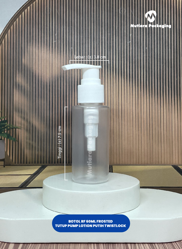 BOTOL RF 60ML FROSTED TUTUP PUMP LOTION PUTIH TWISTLOCK