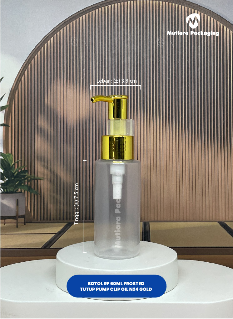 BOTOL RF 60ML FROSTED  PUMP CLIP OIL N24 GOLD