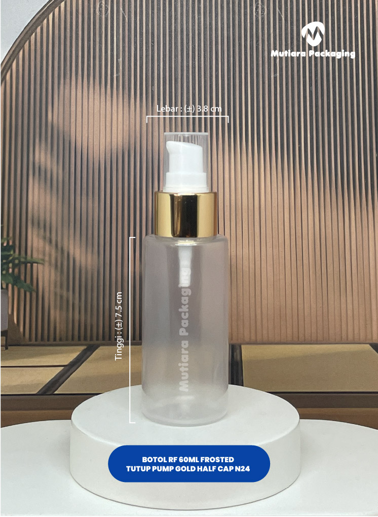 BOTOL RF 60ML FROSTED   PUMP GOLD HALF CAP N24