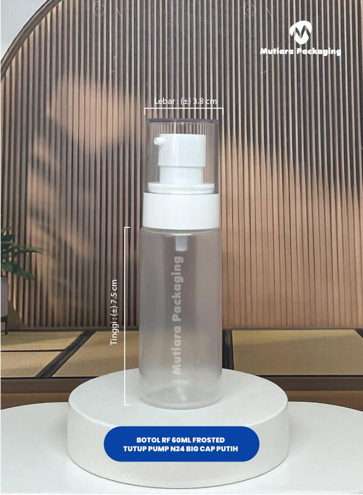 BOTOL RF 60ML FROSTED   PUMP N24 BIG CAP PUTIH