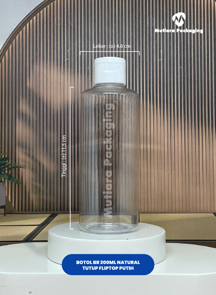 BOTOL BR 200ML NATURAL TUTUP FLIPTOP PUTIH