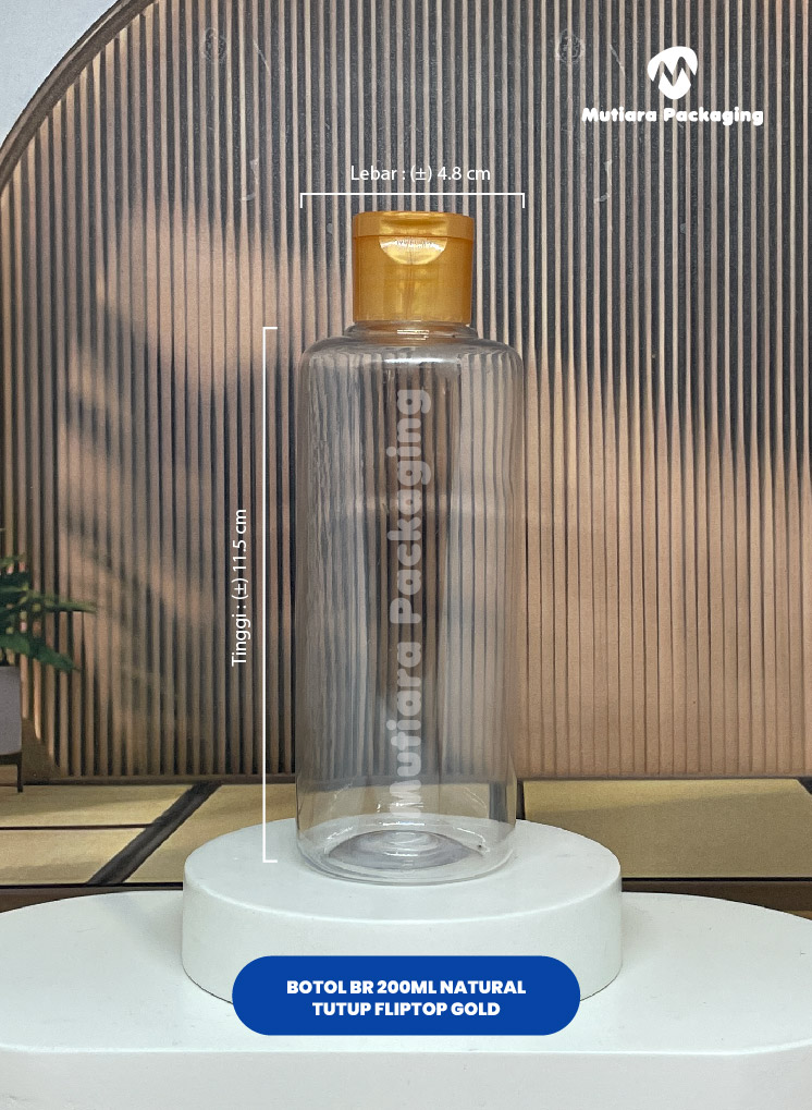 BOTOL BR 200ML NATURAL TUTUP FLIPTOP GOLD