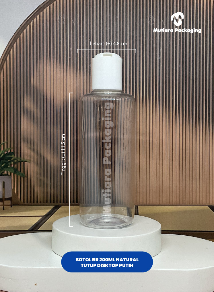 BOTOL BR 200ML NATURAL TUTUP DISKTOP PUTIH