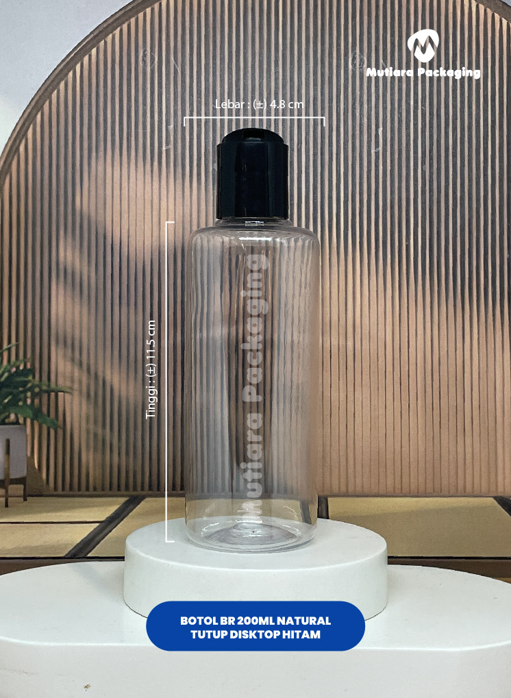 BOTOL BR 200ML NATURAL TUTUP DISKTOP HITAM