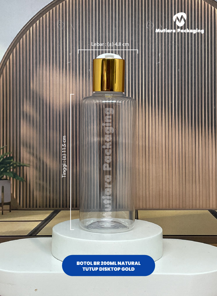 BOTOL BR 200ML NATURAL  TUTUP DISKTOP GOLD
