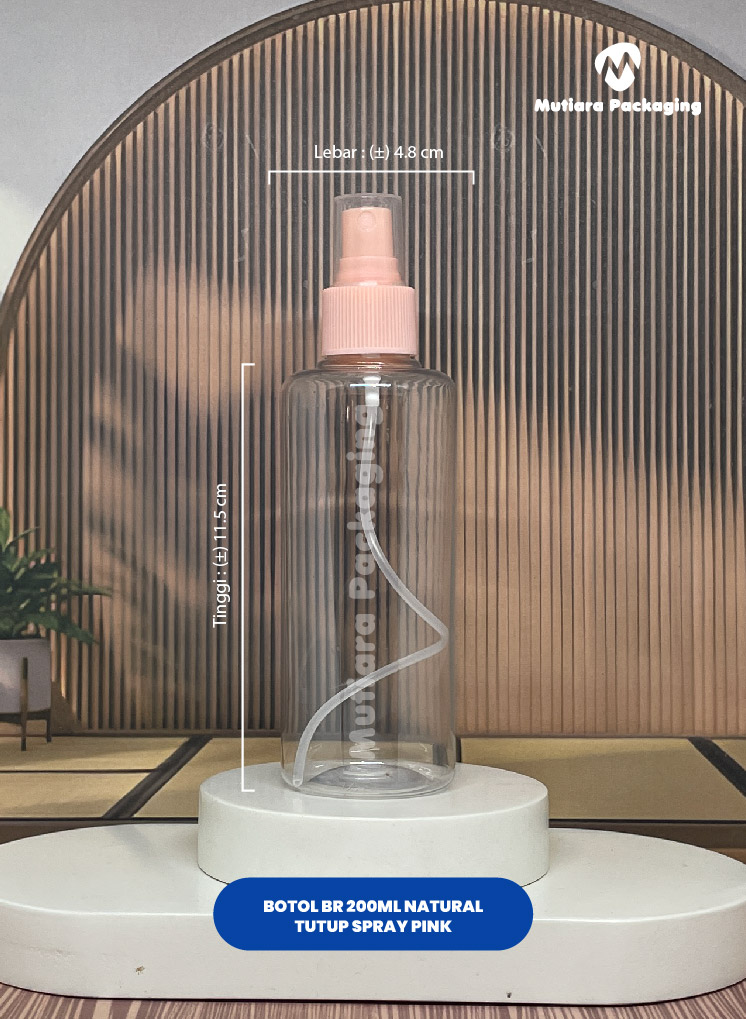 BOTOL BR 200ML NATURAL  TUTUP SPRAY PINK