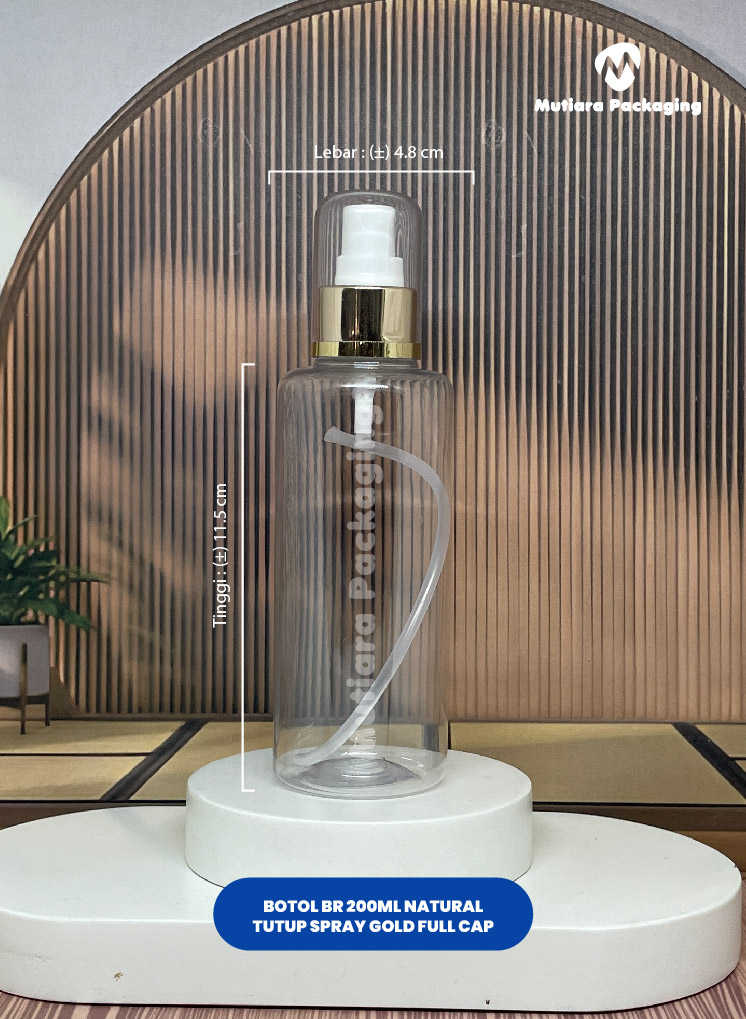 BOTOL BR 200ML NATURAL  TUTUP SPRAY GOLD FULL CAP
