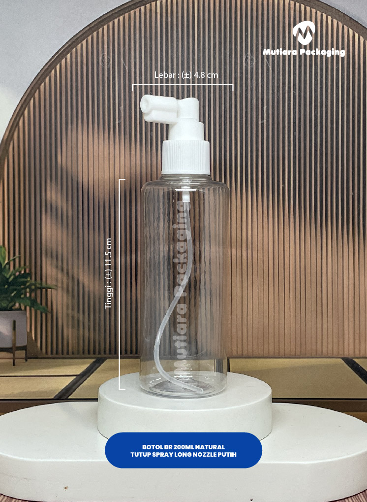 BOTOL BR 200ML NATURAL TUTUP SPRAY NOZZLE PUTIH